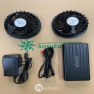 Bộ Pin + Áo Điều Hòa Japan 18V – Pin 50.000mAh An Toàn, 2 Quạt 9 Cánh Gió Mạnh, Làm Mát Bền Bỉ 12–18 Giờ, Sạc Fullbox